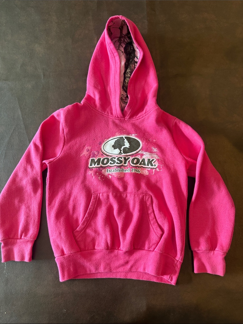 Mossy Oak Girls Hot Pink Hooded Pullover Sweatshirt